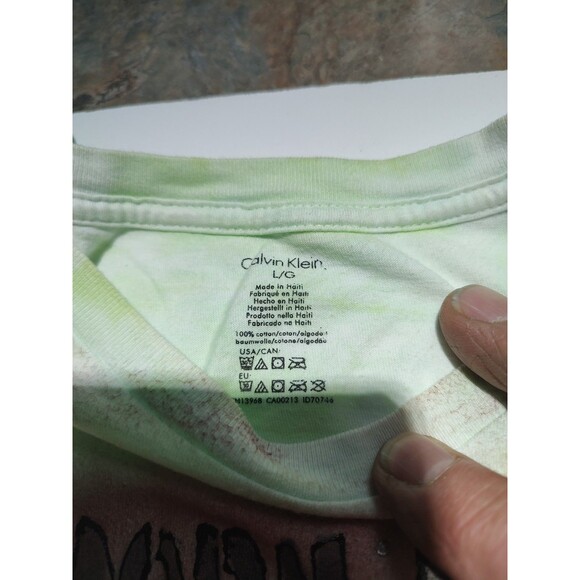 Born Dead DOA Conflict Calvin Klein Tshirt Lime Wht Short Sleeve Tee Punkcore Lg - Picture 4 of 5